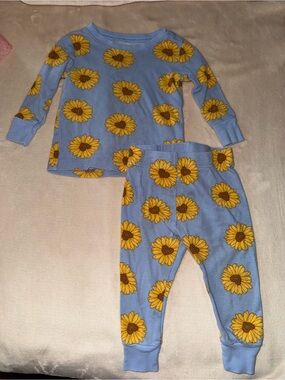 Old Navy Blue Sunflower Print Pajama Set